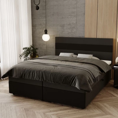 Manželská posteľ 180x200 ZOE 3 s úložným priestorom - tmavo šedá / čierna