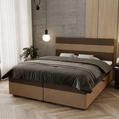 Manželská posteľ 160x200 ZOE 3 s úložným priestorom - hnedá / béžová