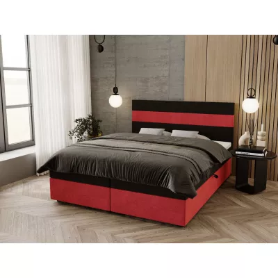 Manželská posteľ 140x200 ZOE 3 s úložným priestorom - čierna / červená