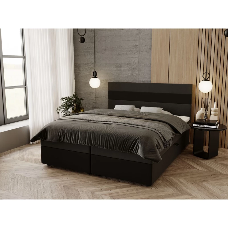 Manželská posteľ 160x200 ZOE 2 s úložným priestorom - tmavo šedá / čierna