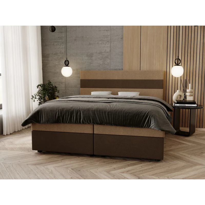 Manželská posteľ 160x200 ZOE 3 s úložným priestorom - béžová / hnedá