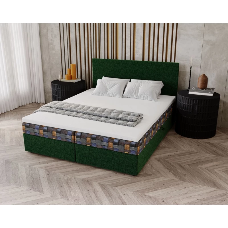 Čalúnená posteľ 180x200 OTILIE 3 s úložným priestorom - zelená + vzor