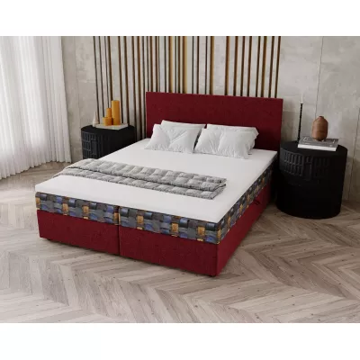 Čalúnená posteľ 160x200 OTILIE 3 s úložným priestorom - červená + vzor