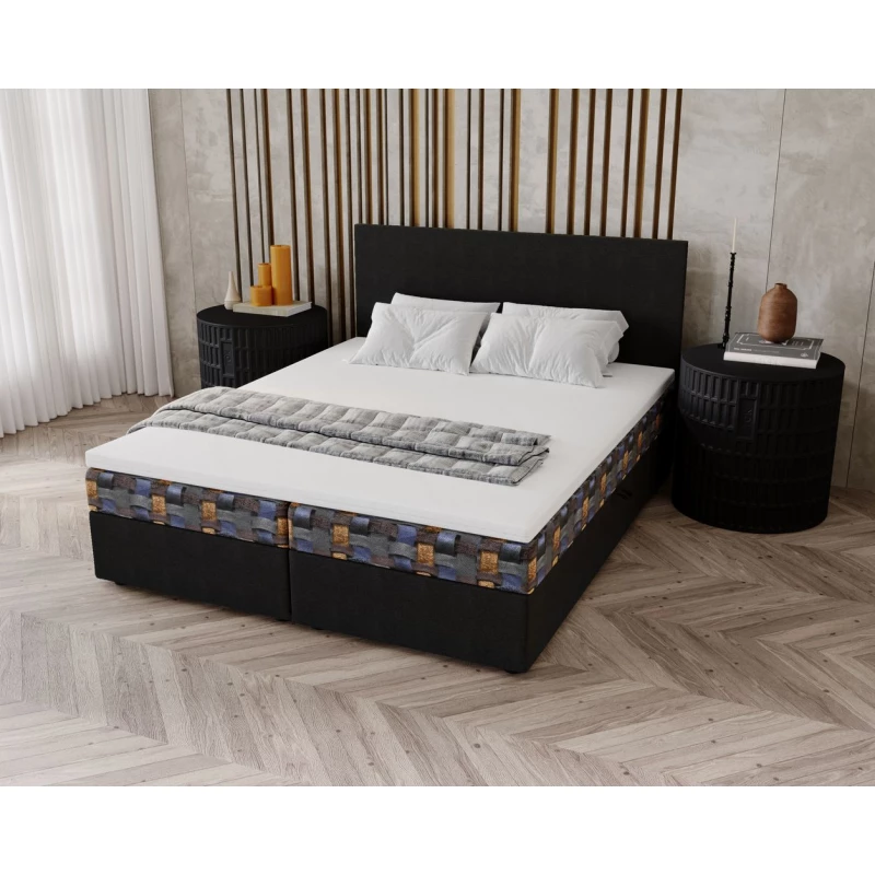 Čalúnená posteľ 180x200 OTILIE 2 s úložným priestorom - antracit + vzor