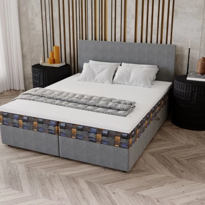 Čalúnená posteľ 180x200 OTILIE 2 s úložným priestorom - šedá + vzor