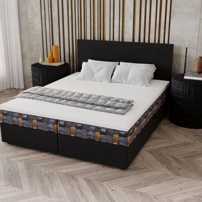 Čalúnená posteľ 160x200 OTILIE 2 s úložným priestorom - antracit + vzor