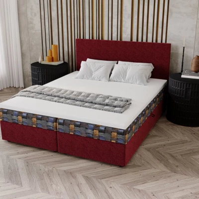 Čalúnená posteľ 160x200 OTILIE 2 s úložným priestorom - červená + vzor