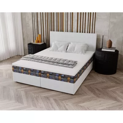 Čalúnená posteľ 160x200 OTILIE 2 s úložným priestorom - biela + vzor