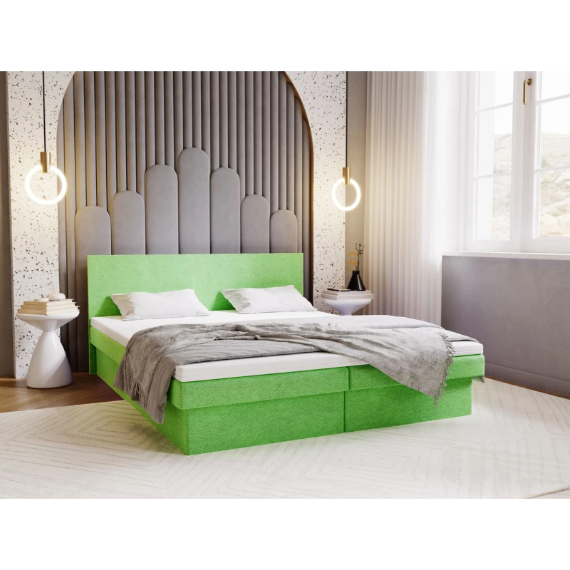 Čalúnená posteľ 160x200 AVRIL 2 s úložným priestorom - zelená