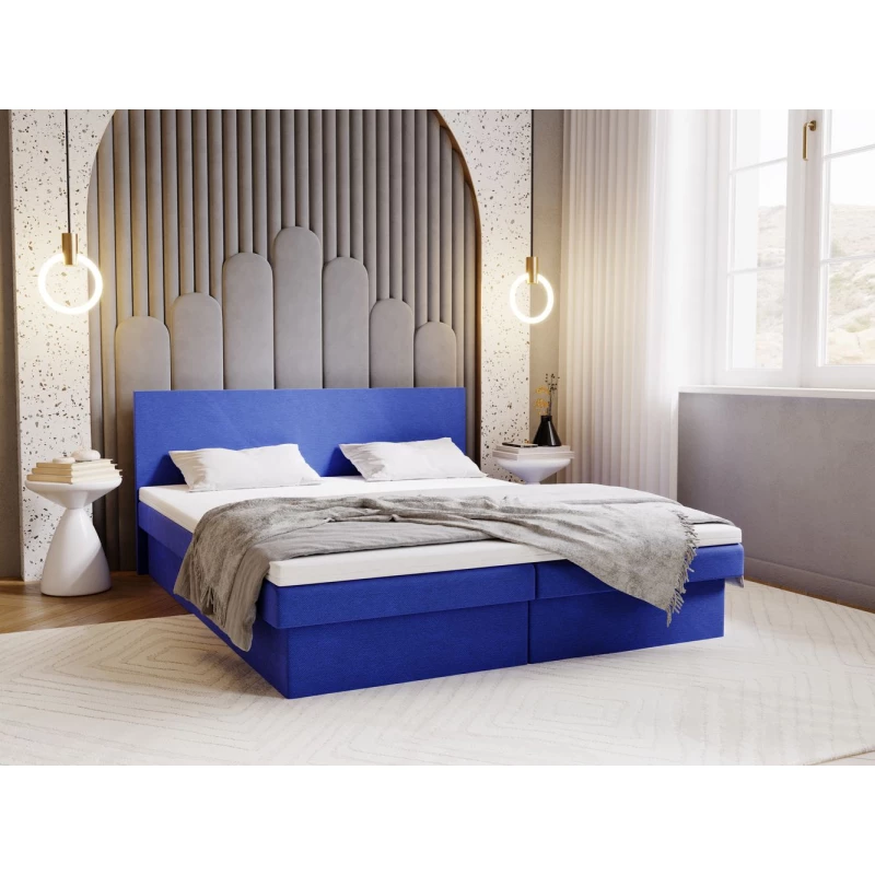 Čalúnená posteľ 160x200 AVRIL 2 s úložným priestorom - modrá