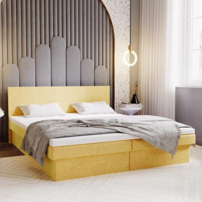 Čalúnená posteľ 160x200 AVRIL 2 s úložným priestorom - žltá