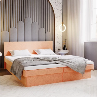 Čalúnená posteľ 140x200 AVRIL 2 s úložným priestorom - oranžová