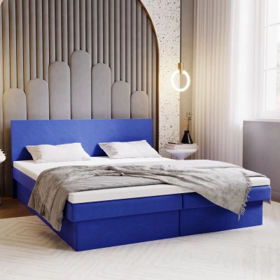 Čalúnená posteľ 140x200 AVRIL 2 s úložným priestorom - modrá