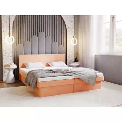 Čalúnená posteľ 160x200 AVRIL 1 s úložným priestorom - oranžová