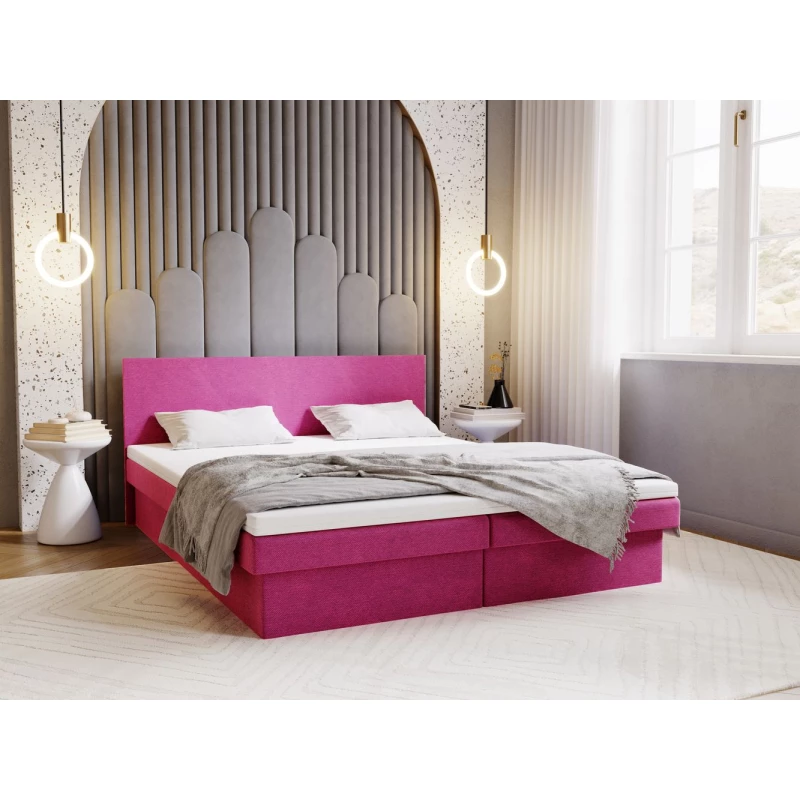 Čalúnená posteľ 140x200 AVRIL 1 s úložným priestorom - ružová