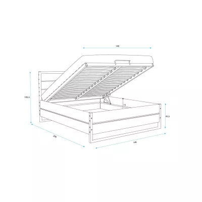 Manželská posteľ 140x200 BEATRICE s matracom - dub