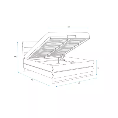 Jednolôžková posteľ 120X200 BEATRICE s matracom - dub