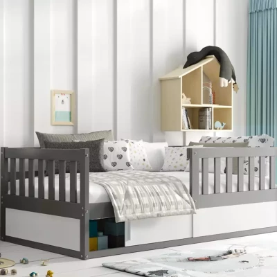 Detská posteľ 80x160 AGAPI s dvierkami - grafit