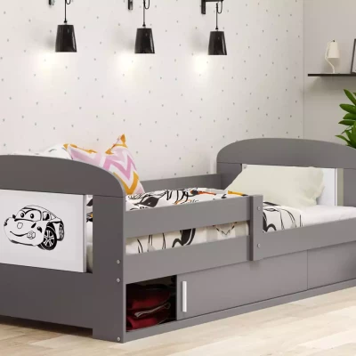 Detská posteľ 80x160 REINE s matracom a dvierkami - grafit