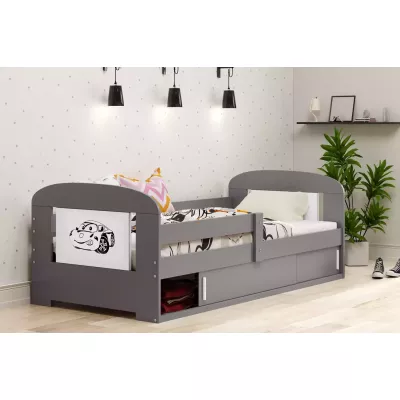 Detská posteľ 80x160 REINE s matracom a dvierkami - grafit