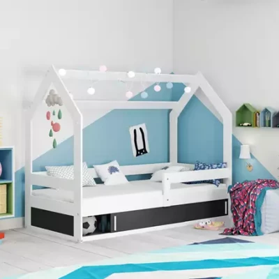 Detská posteľ 80x160 BASILE s matracom a dvierkami - biela