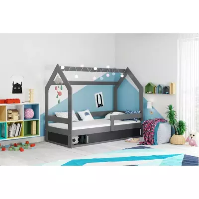 Detská posteľ 80x160 BASILE s matracom a dvierkami - grafit