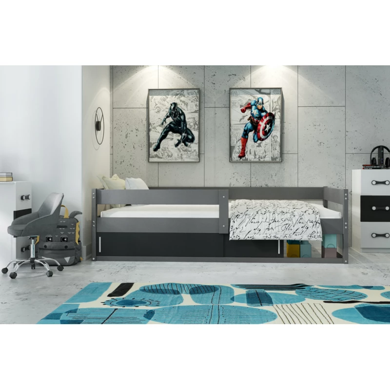 Detská posteľ 80x160 ZIXI s matracom a dvierkami - grafit