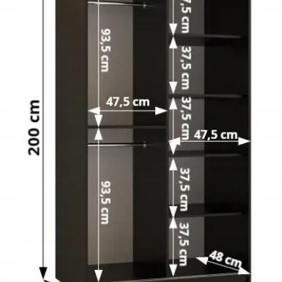 Šatníková skriňa MATILDA 2 - 100 cm, čierna / čierna