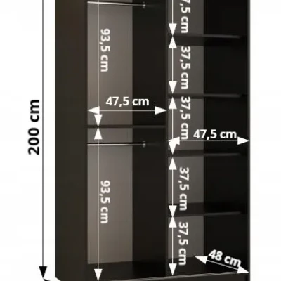 Šatníková skriňa MATILDA 2 - 100 cm, biela / strieborná