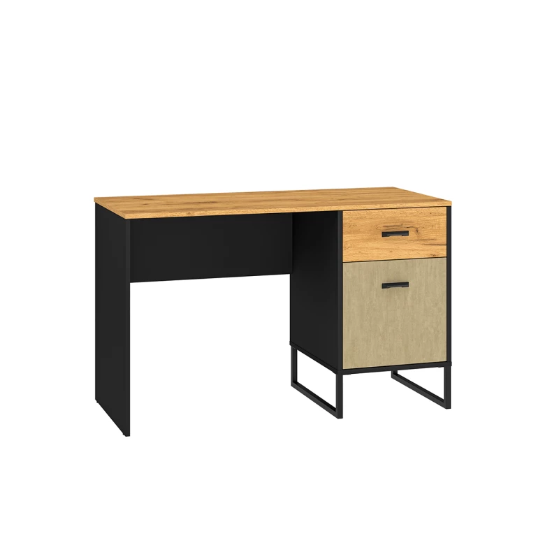 Písací stôl SABEL - čierny / dub craft zlatý
