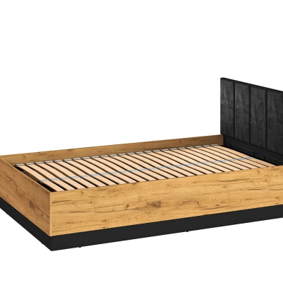 Jednolôžková posteľ 120x200 SABEL s úložným priestorom - čierna / dub craft zlatý