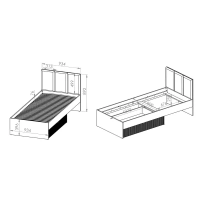 Jednolôžková posteľ 90x200 ARANA s úložným priestorom - biela / grafitová