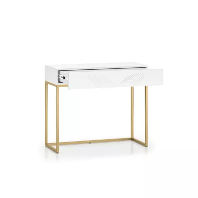 Konzolový stolík ADELE 3 - biely / zlatý