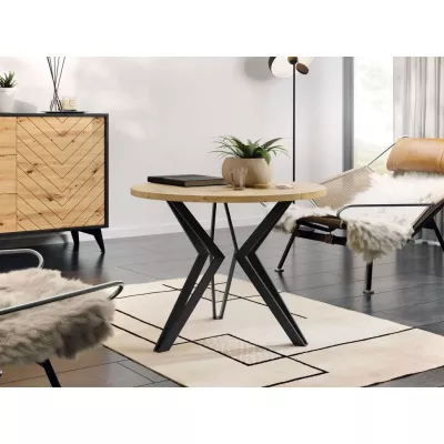 Okrúhly konferenčný stolík BURNET 2 - dub artisan / čierny