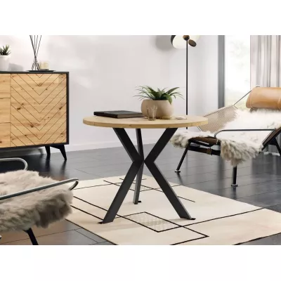 Okrúhly konferenčný stolík BURNET 1 - dub artisan / čierny