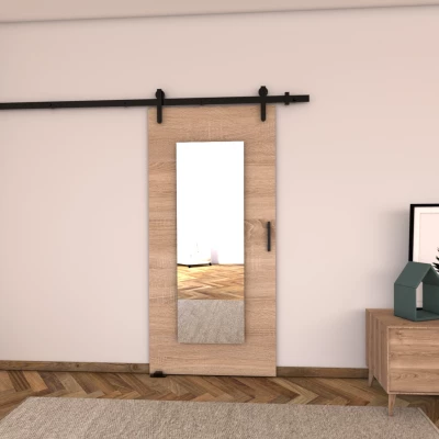 Posuvné dvere so zrkadlom BUSHLAND 9 - 106 cm, dub sonoma