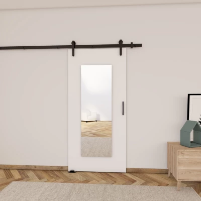 Posuvné dvere so zrkadlom BUSHLAND 9 - 106 cm, biele