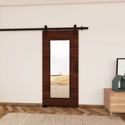 Posuvné dvere so zrkadlom BUSHLAND 9 - 96 cm, wenge