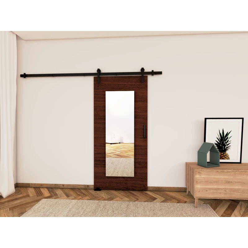 Posuvné dvere so zrkadlom BUSHLAND 9 - 76 cm, wenge