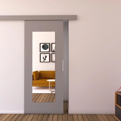 Posuvné dvere so zrkadlom BARRET 9 - 96 cm, šedé
