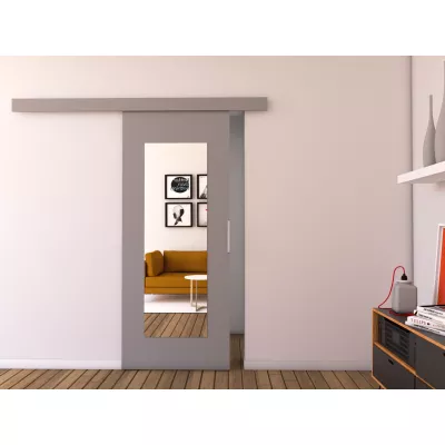Posuvné dvere so zrkadlom BARRET 9 - 96 cm, šedé