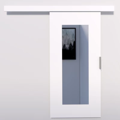 Posuvné dvere so zrkadlom BARRET 9 - 106 cm, biele