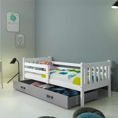 Detská posteľ 90x200 CHARIS s matracom - biela / grafitová