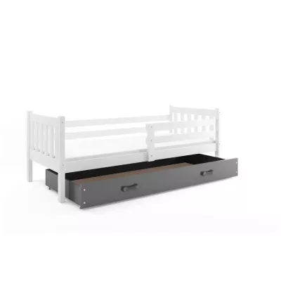 Detská posteľ 90x200 CHARIS s matracom - biela / grafitová
