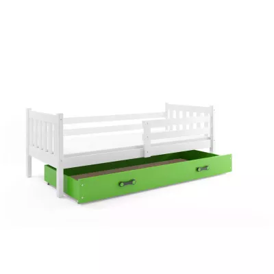 Detská posteľ 90x200 CHARIS s matracom - biela / zelená