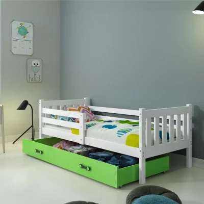 Detská posteľ 90x200 CHARIS s matracom - biela / zelená