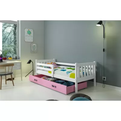 Detská posteľ 90x200 CHARIS - biela / ružová
