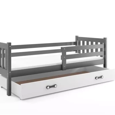 Detská posteľ 90x200 CHARIS s matracom - grafitová / biela