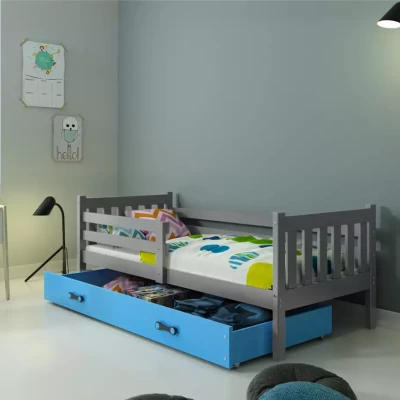 Detská posteľ 90x200 CHARIS - grafitová / modrá