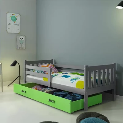 Detská posteľ 90x200 CHARIS - grafitová / zelená